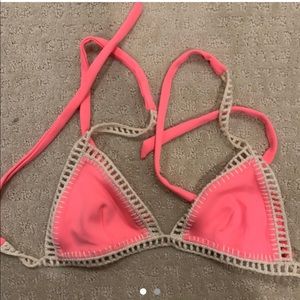 pink crochet bikini top